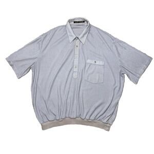 Vintage Alan Stuart Polo Shirt Gray Size 2XL Retro Herringbone Design Breathable